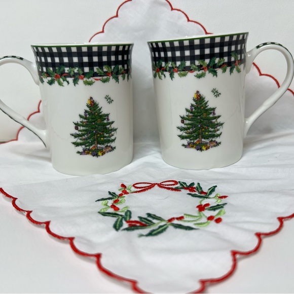 Spode Other - Spode 2024 Annual Christmas Tree Mug Set of 2 collectible with black checks 12oz